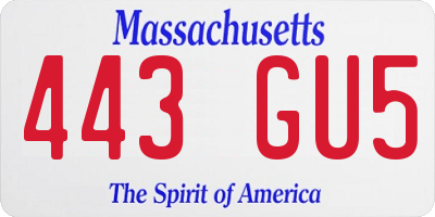 MA license plate 443GU5