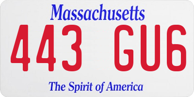 MA license plate 443GU6