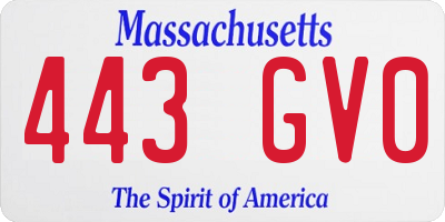 MA license plate 443GV0