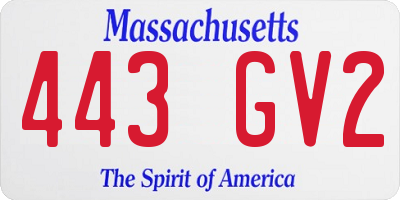 MA license plate 443GV2