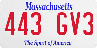MA license plate 443GV3