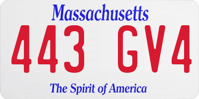 MA license plate 443GV4