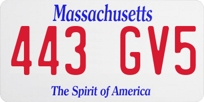 MA license plate 443GV5