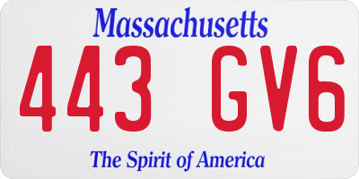 MA license plate 443GV6