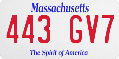 MA license plate 443GV7