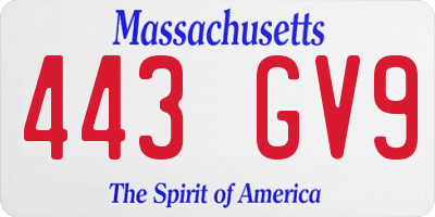 MA license plate 443GV9