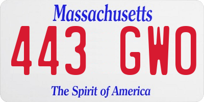 MA license plate 443GW0
