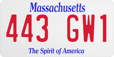 MA license plate 443GW1