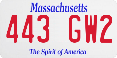 MA license plate 443GW2
