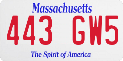 MA license plate 443GW5