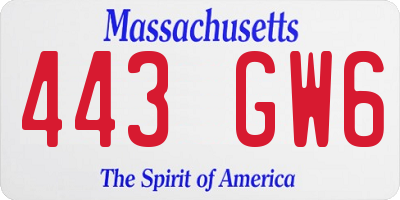 MA license plate 443GW6