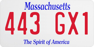 MA license plate 443GX1