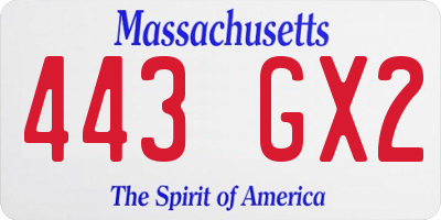 MA license plate 443GX2