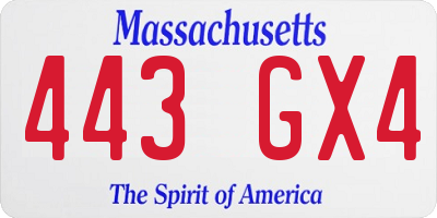 MA license plate 443GX4