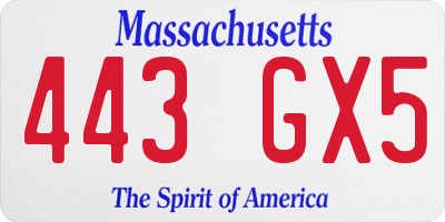 MA license plate 443GX5