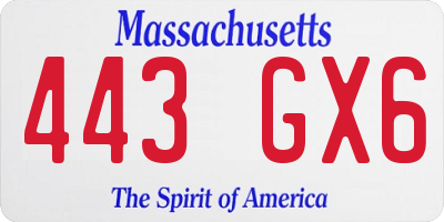 MA license plate 443GX6