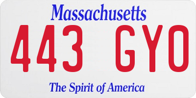 MA license plate 443GY0