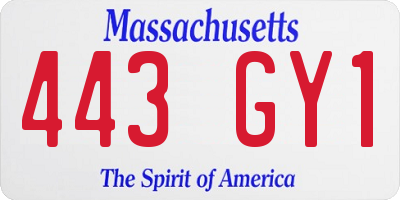 MA license plate 443GY1