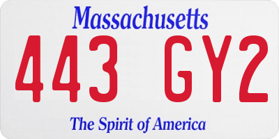 MA license plate 443GY2