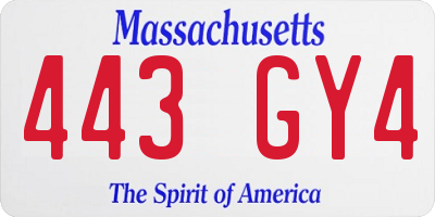 MA license plate 443GY4