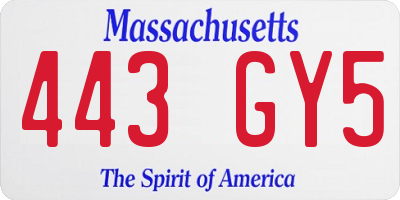 MA license plate 443GY5