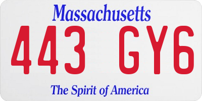 MA license plate 443GY6