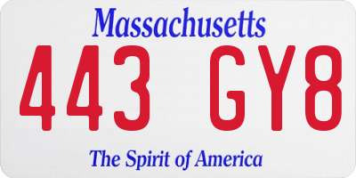 MA license plate 443GY8