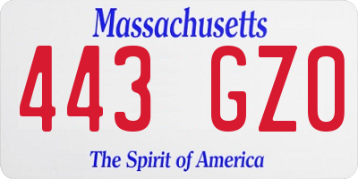 MA license plate 443GZ0
