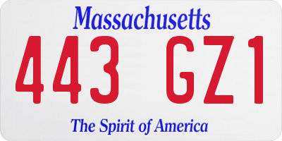 MA license plate 443GZ1