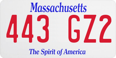 MA license plate 443GZ2