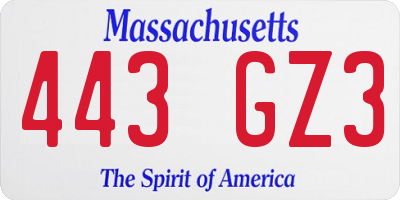 MA license plate 443GZ3