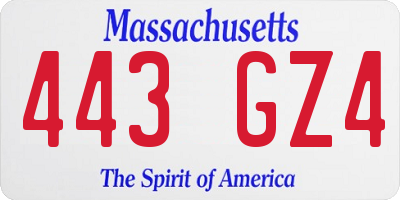 MA license plate 443GZ4