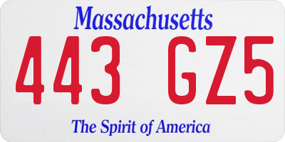 MA license plate 443GZ5
