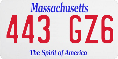 MA license plate 443GZ6