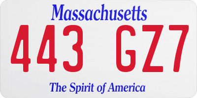 MA license plate 443GZ7