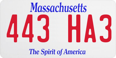 MA license plate 443HA3