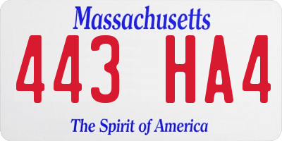 MA license plate 443HA4