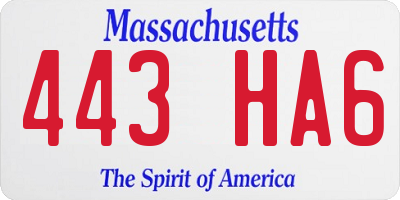 MA license plate 443HA6