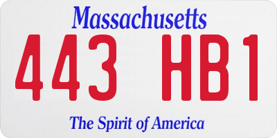 MA license plate 443HB1