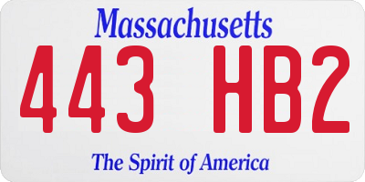 MA license plate 443HB2