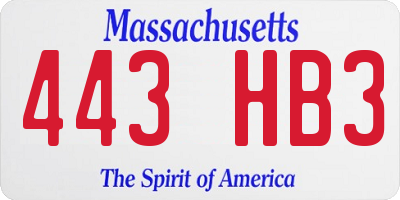 MA license plate 443HB3