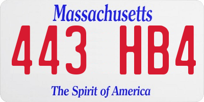 MA license plate 443HB4