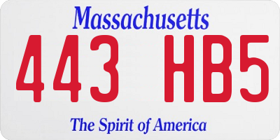 MA license plate 443HB5