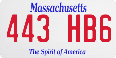 MA license plate 443HB6