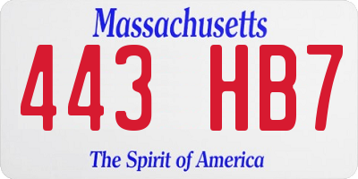 MA license plate 443HB7