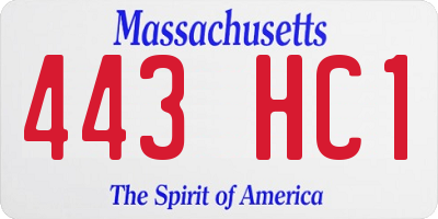 MA license plate 443HC1