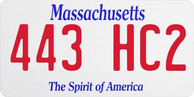 MA license plate 443HC2
