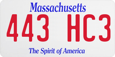 MA license plate 443HC3
