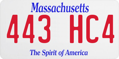 MA license plate 443HC4