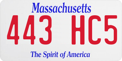 MA license plate 443HC5